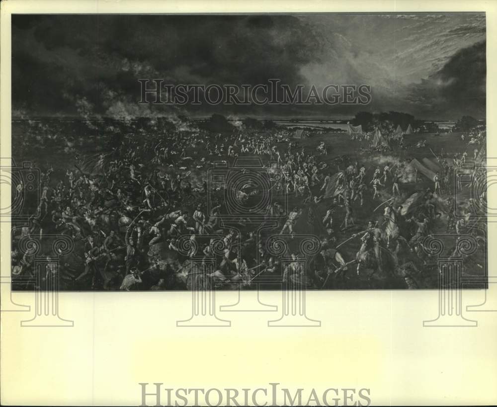 1961 Press Photo Depiction of Battle of San Jacinto at Capitol in Austin, Texas