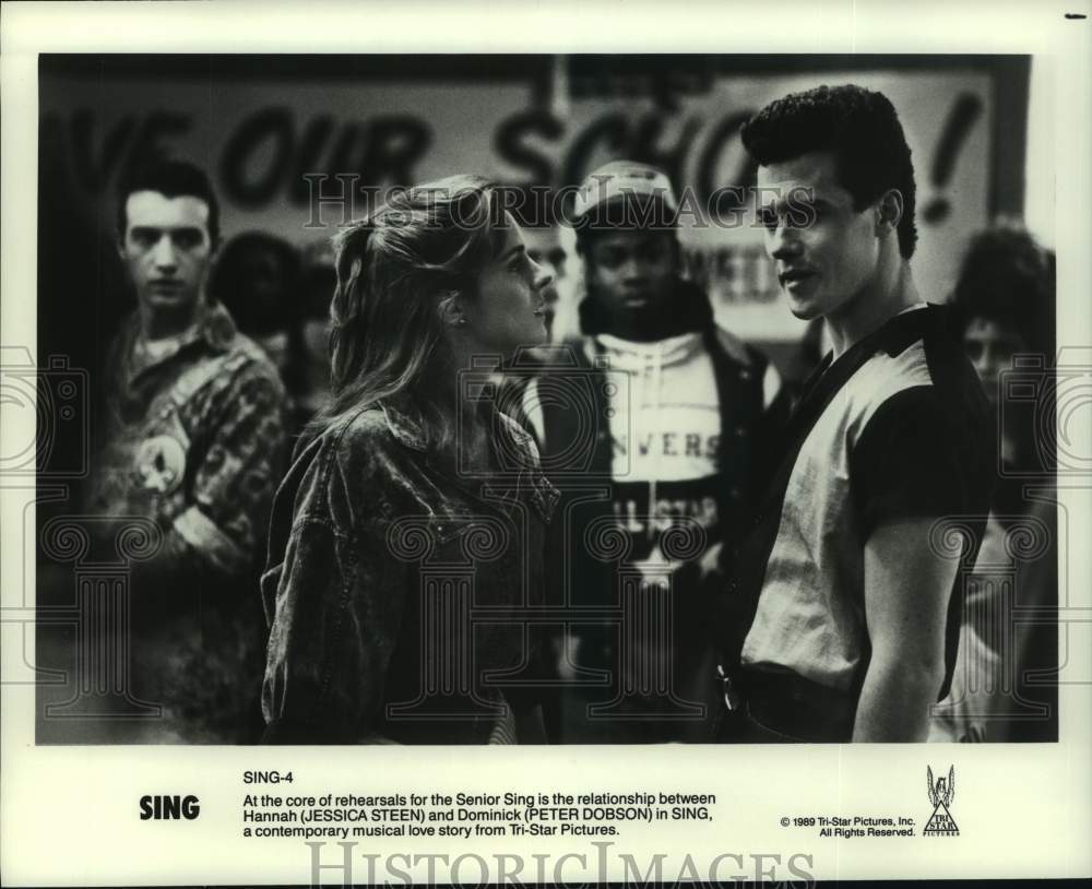 1989 Press Photo Jessica Steen &amp; Peter Dobson in the Motion Picture &quot;Sing&quot;- Historic Images