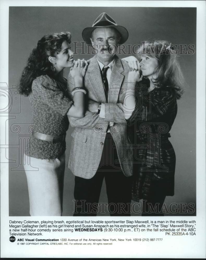 1987 Press Photo Three Stars of &quot;The &#39;Slap&#39; Maxwell Story&quot; ABC comedy series- Historic Images