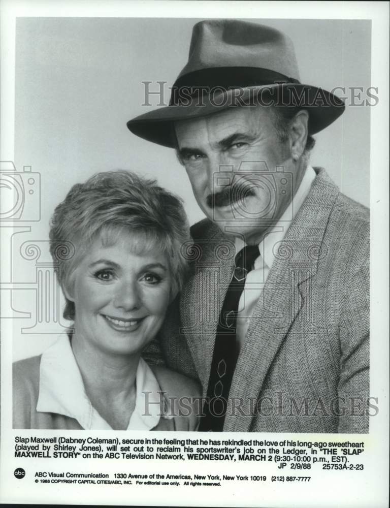 1988 Press Photo Dabney Coleman, Shirley Jones, &quot;The Slap Maxwell Story&quot; TV show- Historic Images