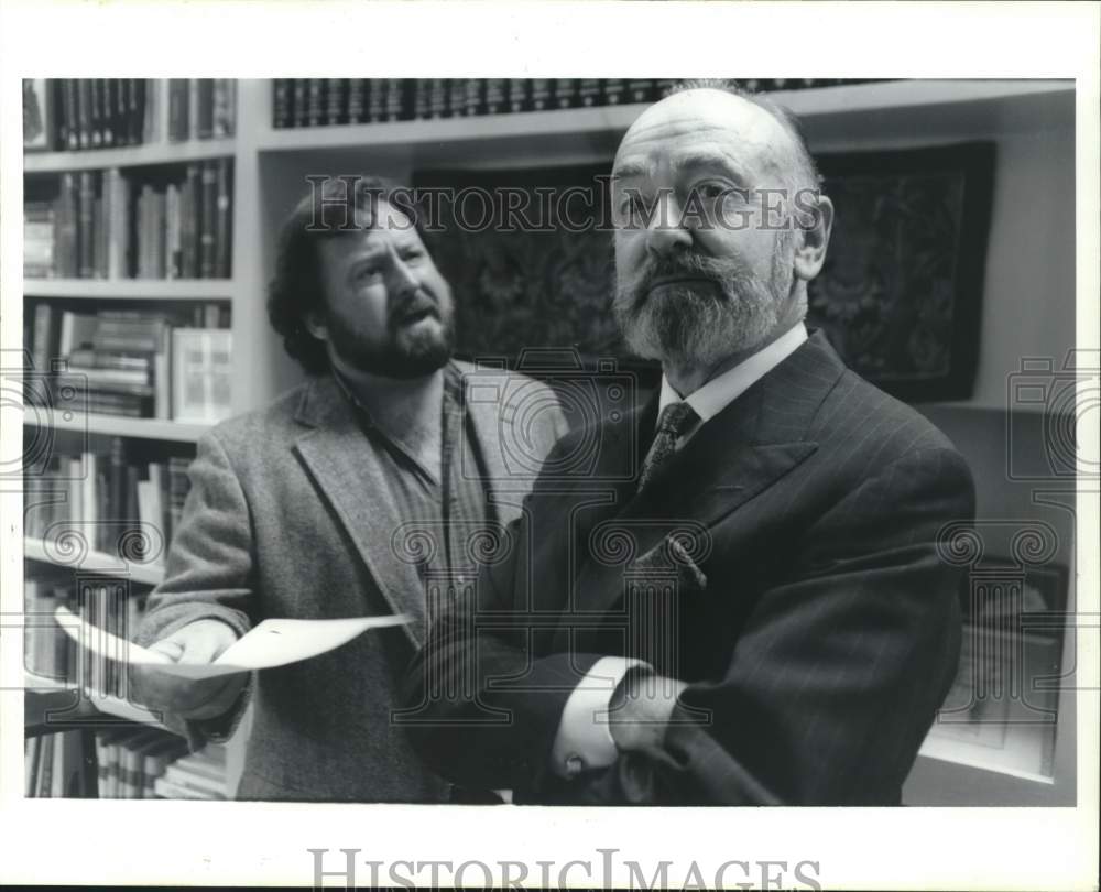 1993 Press Photo Cast members rehearse &quot;The Substance of Fire&quot; in Houston- Historic Images