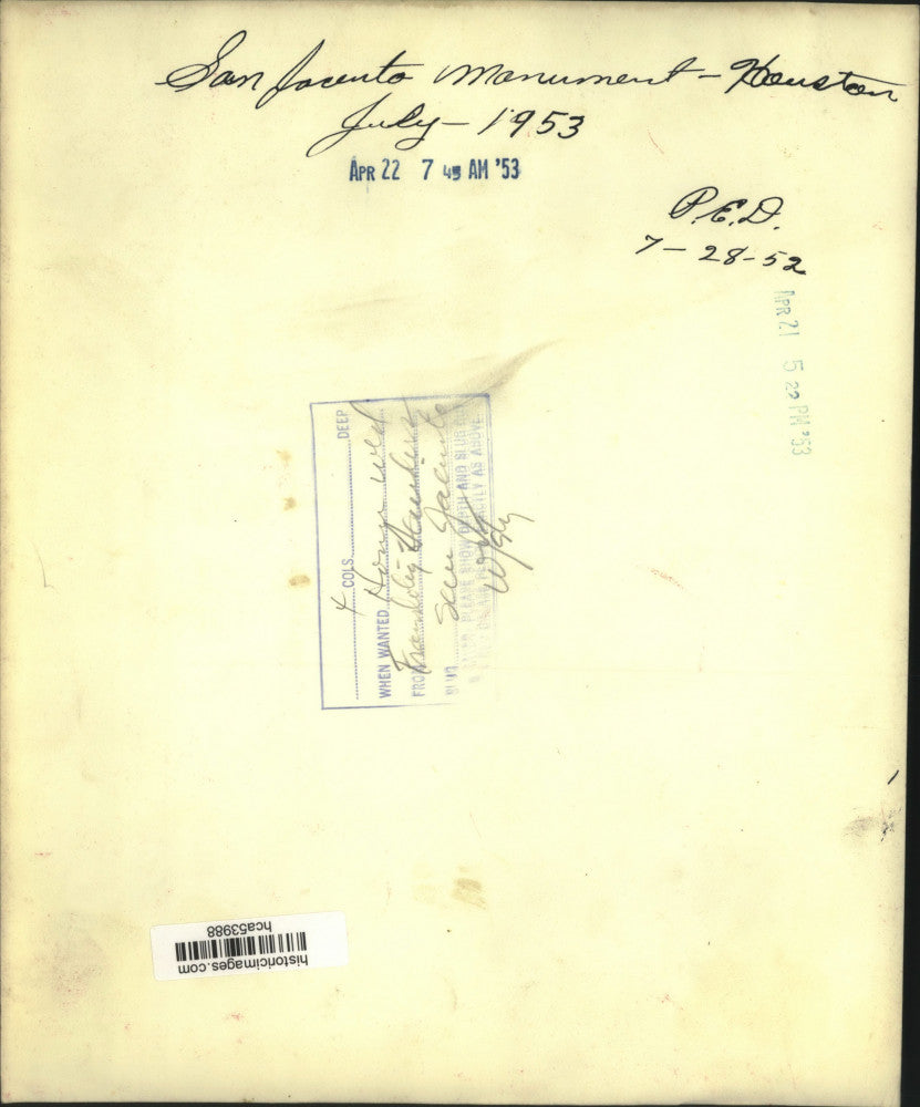 1952 Press Photo Crowd of People at the San Jacinto Monument in Houston, Texas