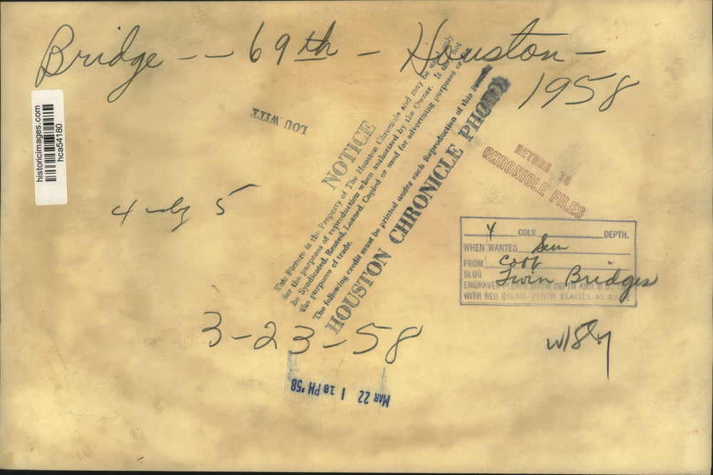 1958 Press Photo 69th Street Bridges in Houston, Texas - hca54180