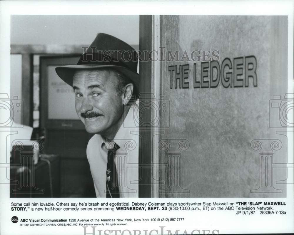 1987 Press Photo Actor Dabney Coleman In "The 'Slap' Maxwell Story" TV Series- Historic Images
