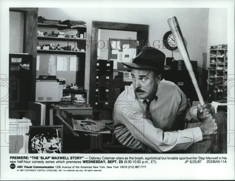 1987 Press Photo Actor Dabney Coleman In &quot;The &#39;Slap&#39; Maxwell Story&quot; TV Show- Historic Images