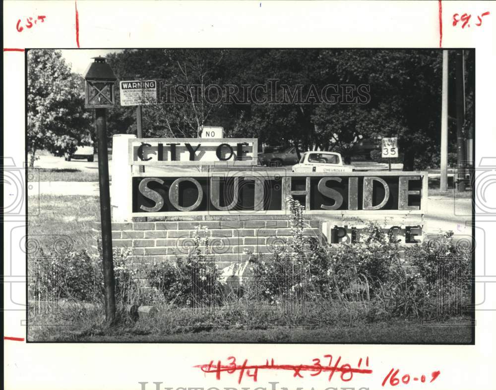 1980 Press Photo Sign for City of Southside Place, Texas - hca54419- Historic Images