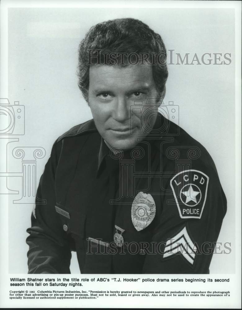 1983 Press Photo William Shatner in Starring Role of ABC Series &quot;T.J. Hooker&quot;- Historic Images