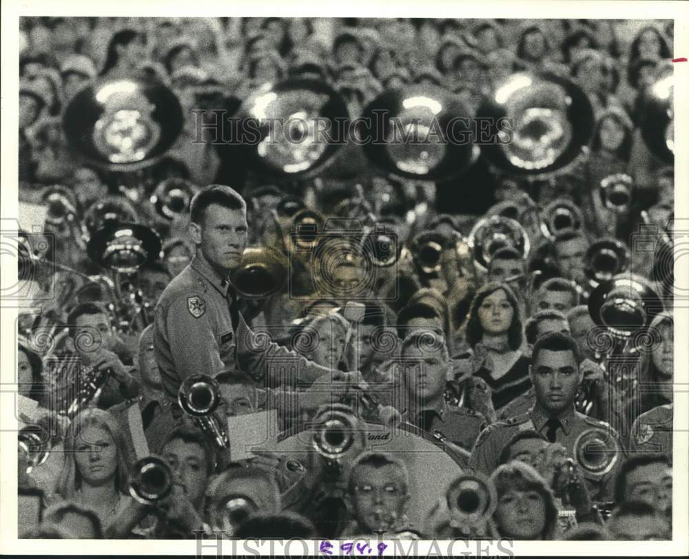 1977 Press Photo Texas A&amp;M University Band Playing With Drummer In Middle- Historic Images