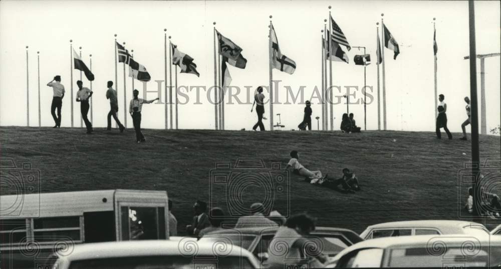 1972 Press Photo Flags Displaying Participation At the Texas Folklife Festival