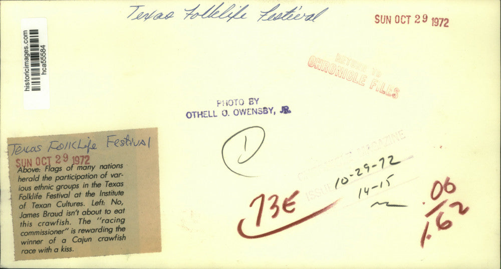 1972 Press Photo Flags Displaying Participation At the Texas Folklife Festival