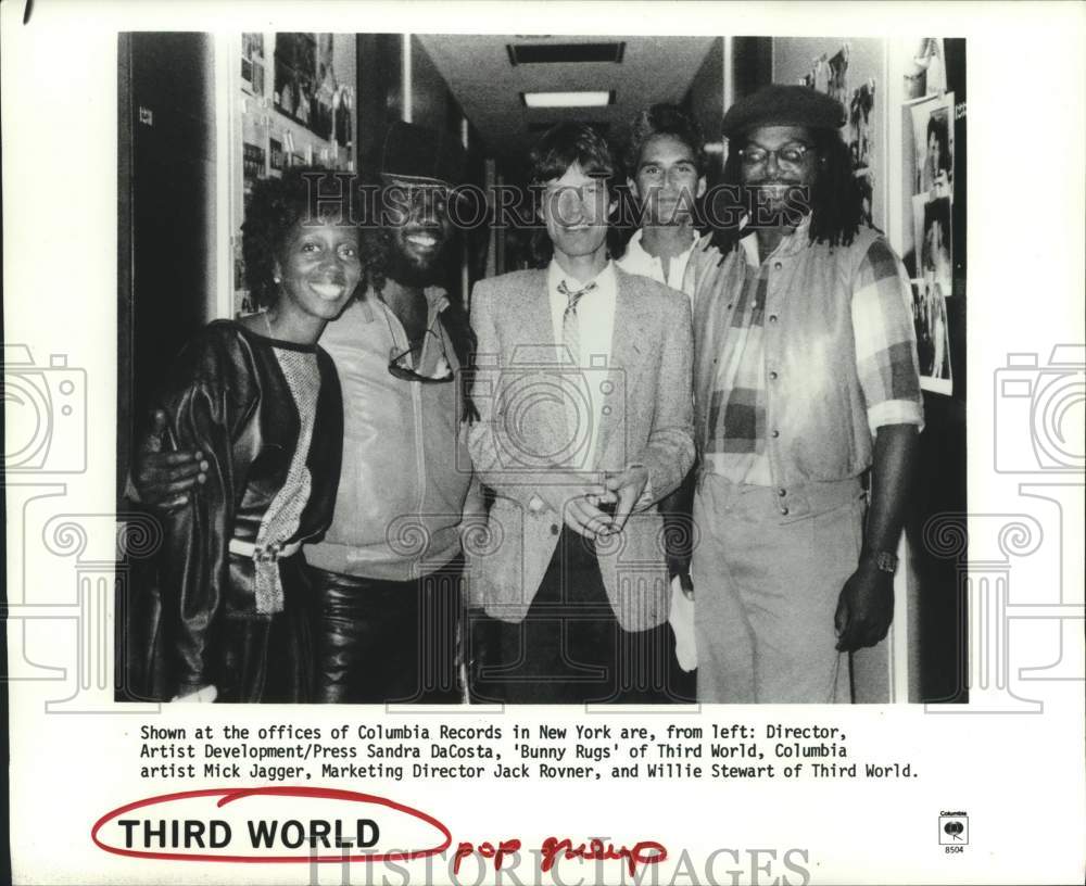 1985 Press Photo Third World pop music group, Mick Jagger, Columbia Records- Historic Images