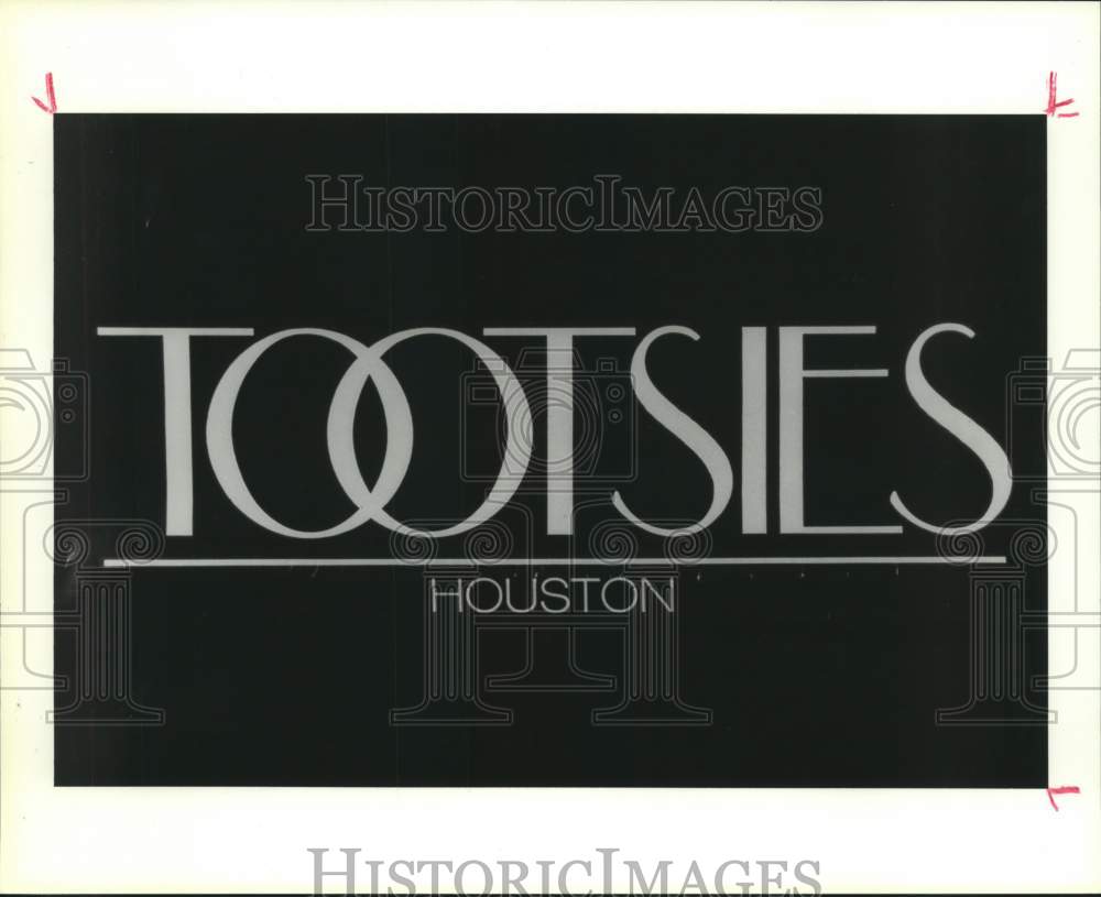 1987 Press Photo Tootsies clothing store logo, Houston, Texas - hca55899- Historic Images