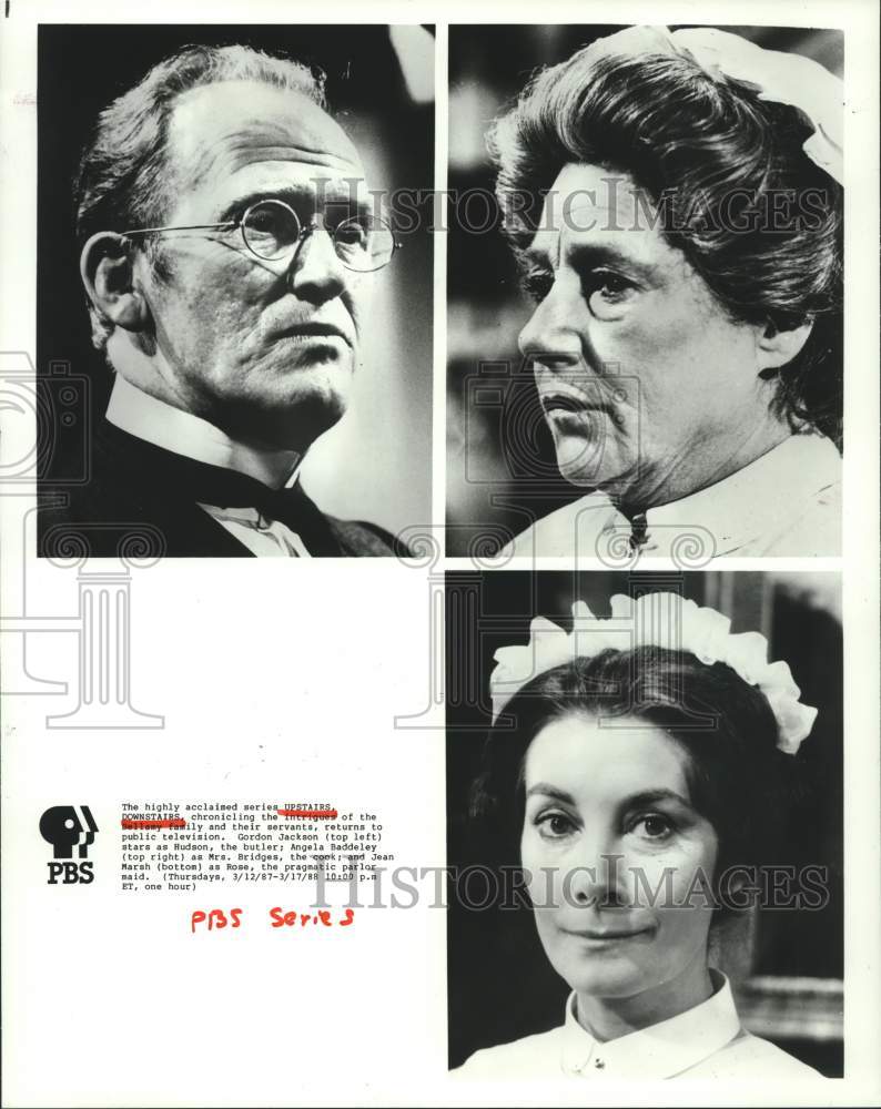 1988 Press Photo Cast of acclaimed PBS series "Upstairs, Downstairs"- Historic Images