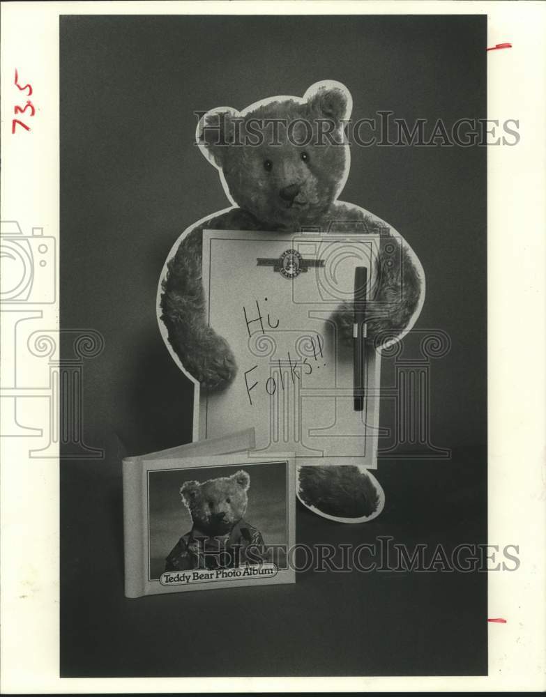 1983 Press Photo Bialosky Bear Memo Board and Photo Album - hca56252- Historic Images