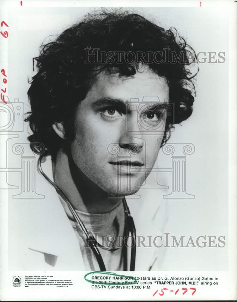 1979 Press Photo Gregory Harrison as Dr. G. Alonzo Gates in &quot;Trapper John, M.D.&quot;- Historic Images