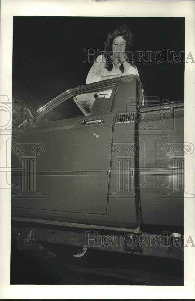 1984 Press Photo Woman Standing in Truck in Houston, Texas - hca56564