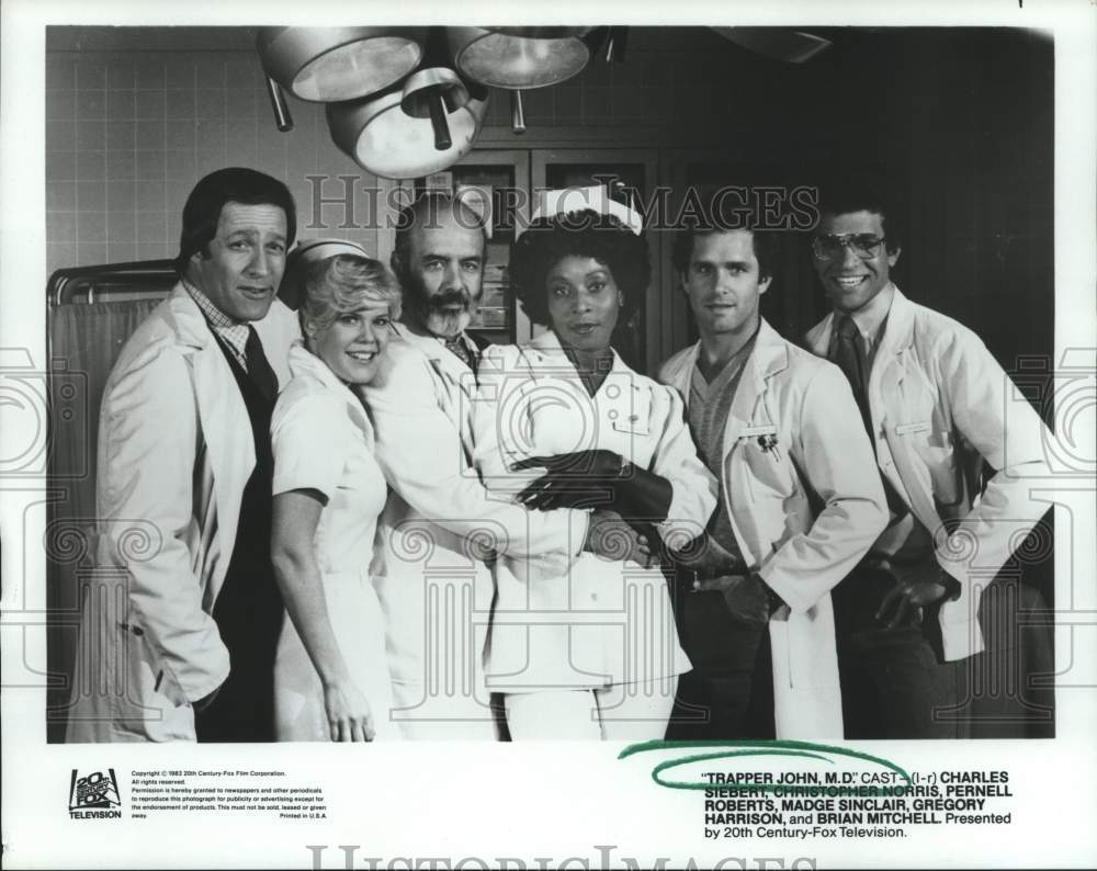 1983 Press Photo Cast of television show &quot;Trapper John MD&quot; - hca57105- Historic Images