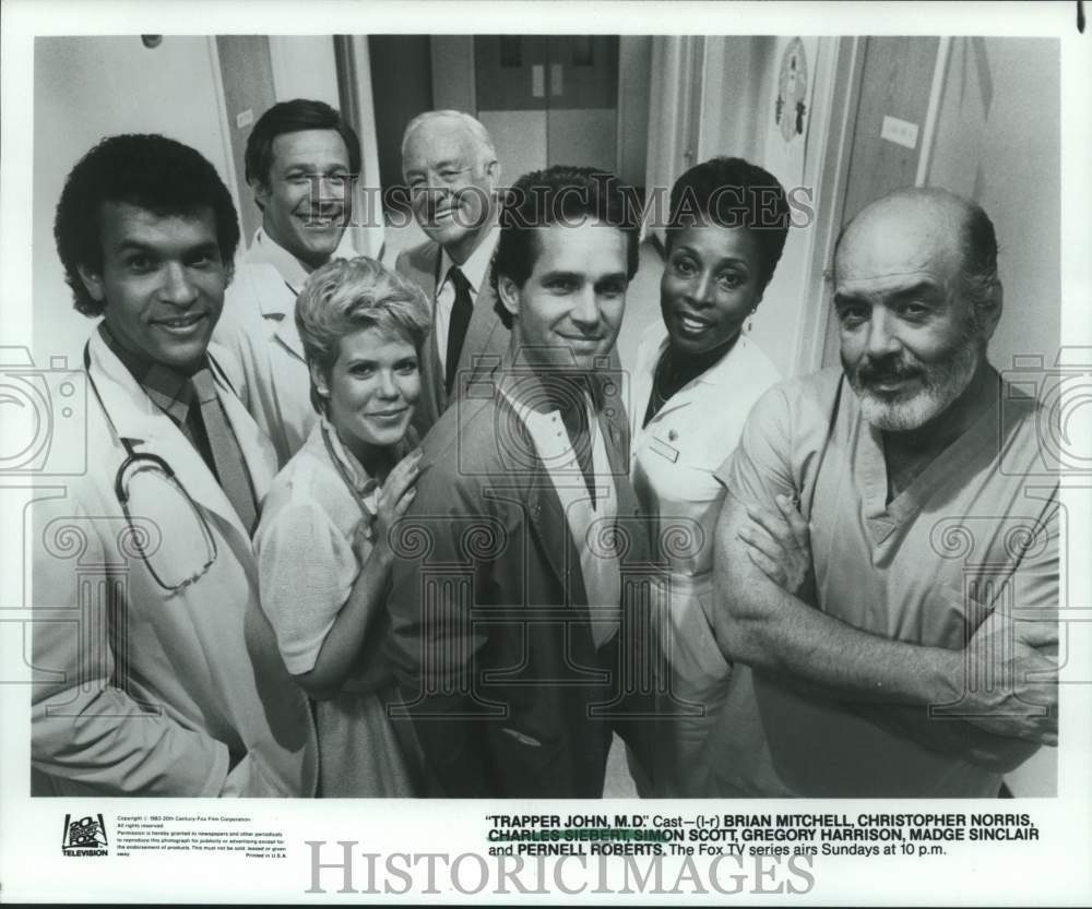 1983 Press Photo Cast of television program &quot;Trapper John MD&quot; - hca57107- Historic Images