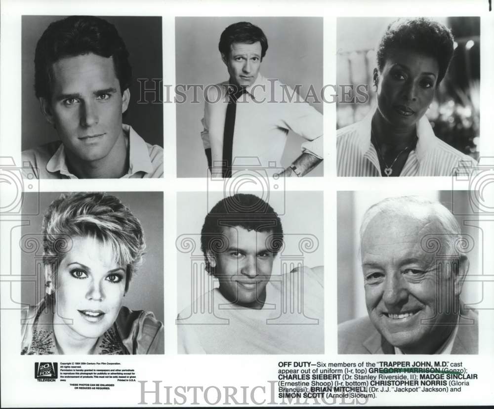 1984 Press Photo Press photos of the cast of television show "Trapper John, MD"- Historic Images