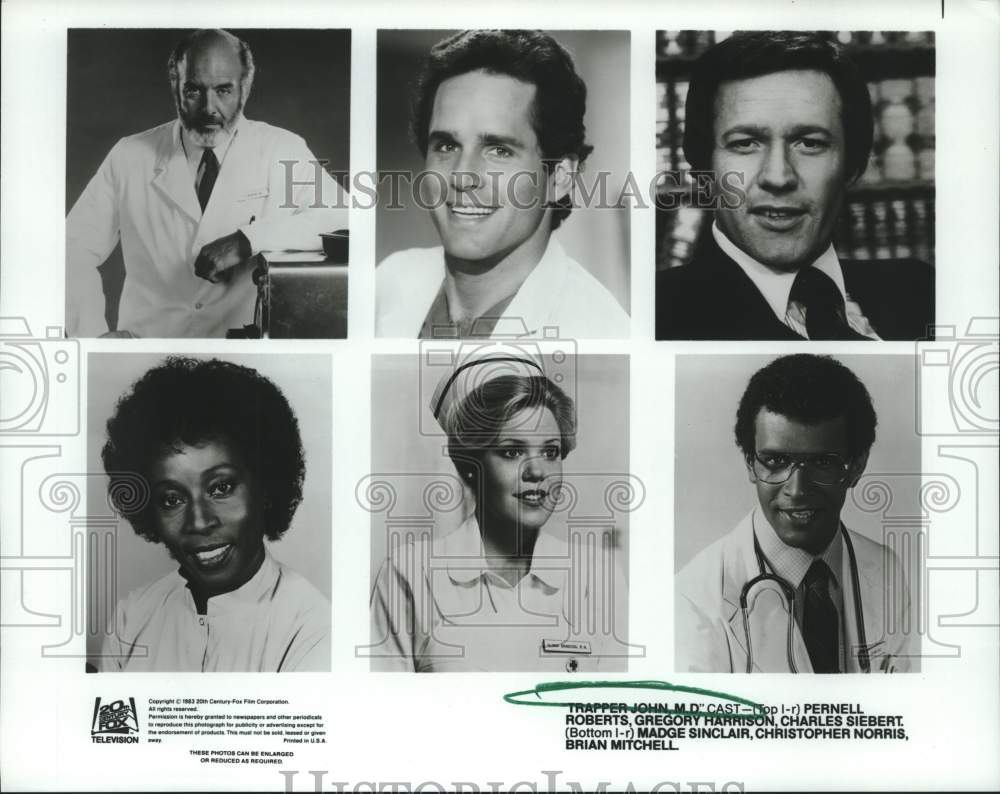 1983 Press Photo Cast members from "Trapper John, M.D." Television show- Historic Images