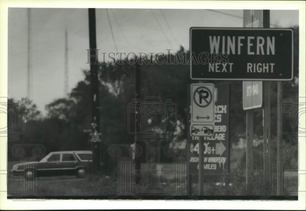 1986 Press Photo Windfern sign misspelled Winfern, 290N , North Houston, Texas- Historic Images