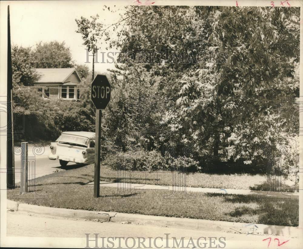 1957 Press Photo Intersection of Sunset and Greenbriar in Houston, Texas- Historic Images