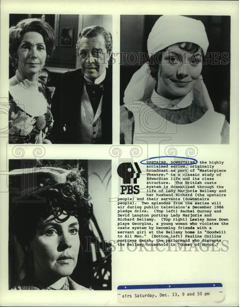 1986 Press Photo Cast of &quot;Upstairs, Downstairs&quot; on PBS&#39; &quot;Masterpiece Theatre&quot;- Historic Images