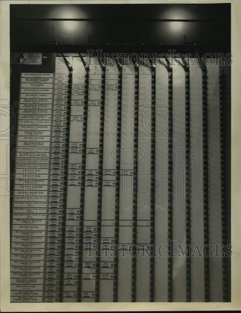 1960 Press Photo Voting Machine in Houston, Texas - hca57745- Historic Images