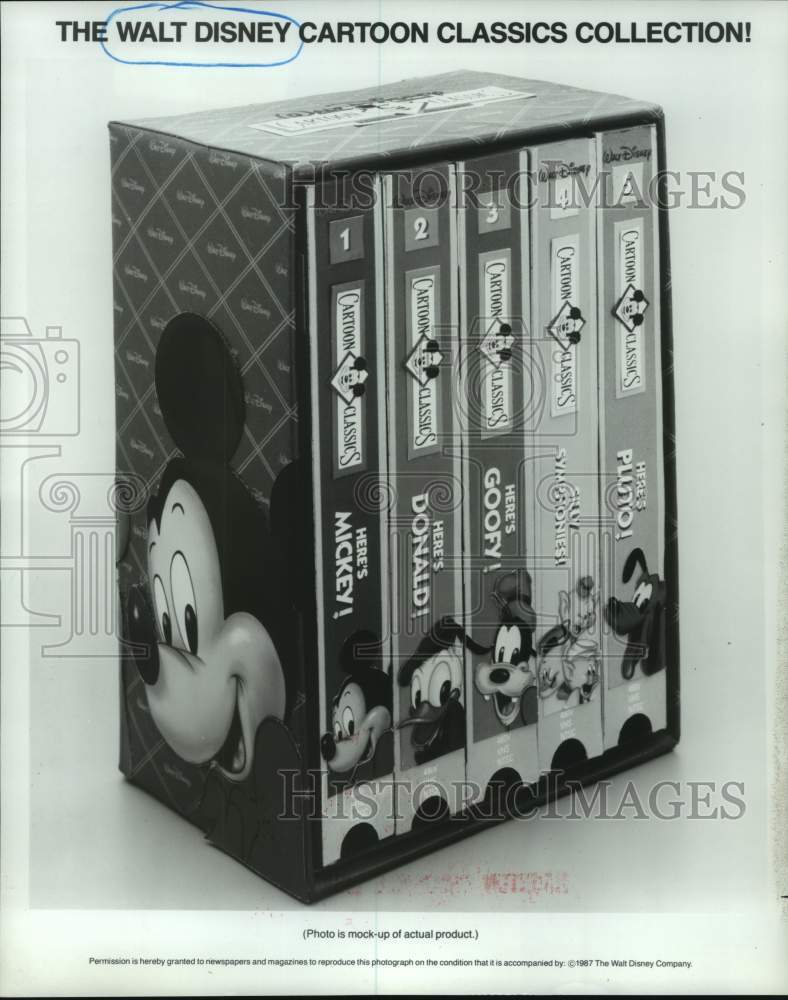 1987 Press Photo Box Set of Walt Disney Productions Cartoon Classics Collection- Historic Images