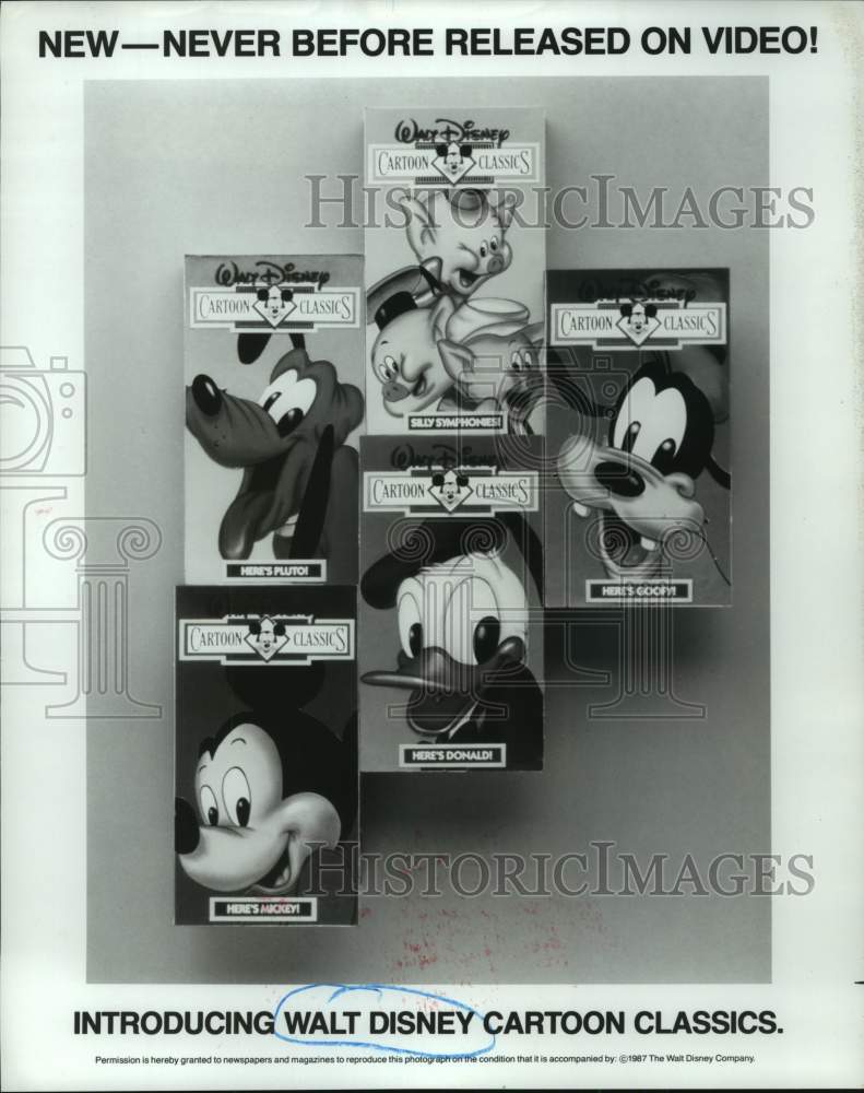 1987 Press Photo Walt Disney Productions Introduces Cartoon Classics on Video- Historic Images