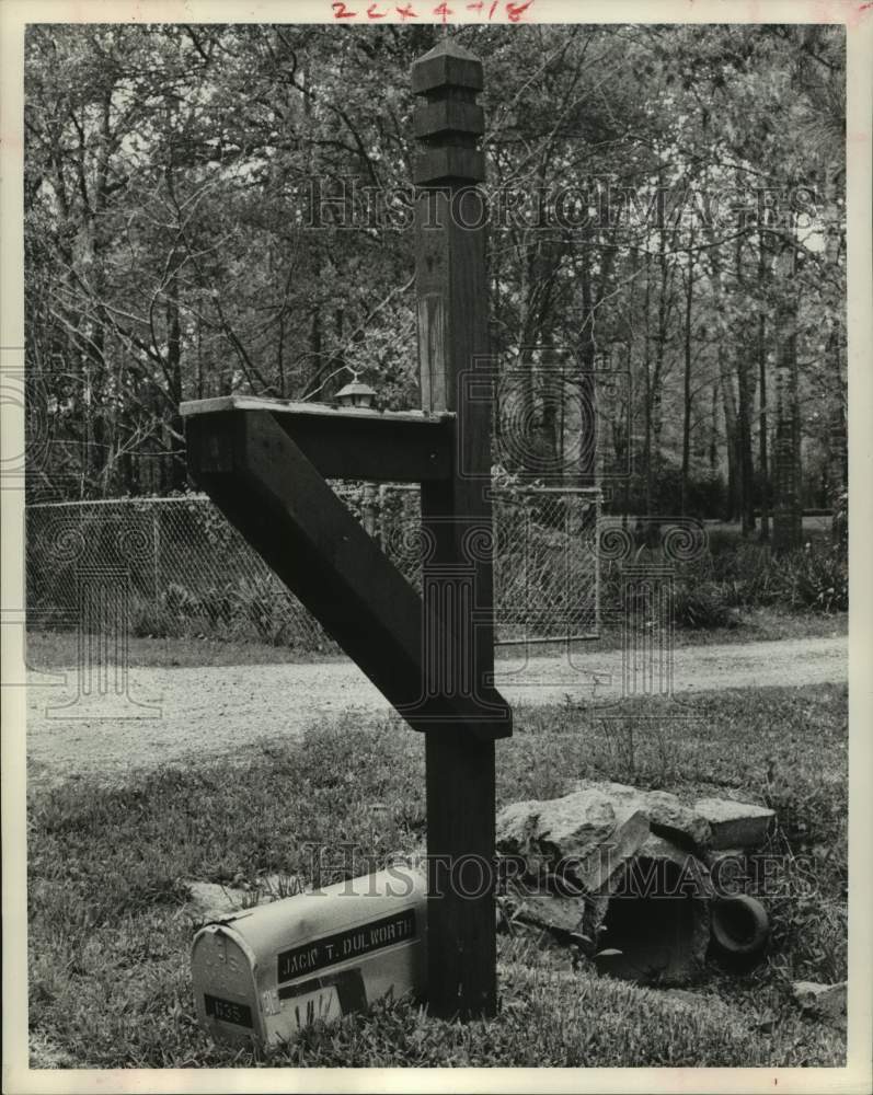 1963 Press Photo One of 70 vandalized mailboxes in Spring Branch area of Houston- Historic Images