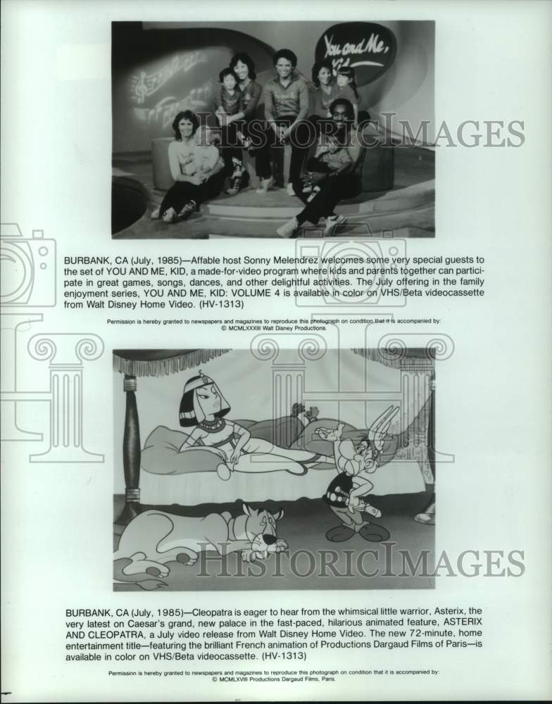 1985 Press Photo Characters In &quot;You and Me, Kid&quot; and &quot;Asterix&quot; TV Shows- Historic Images