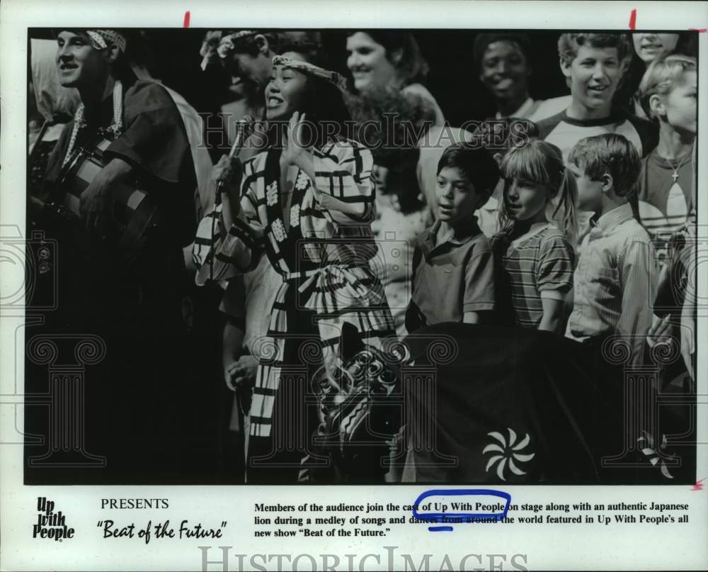 1987 Press Photo Members of Audience With Cast of Up With People in New Show- Historic Images