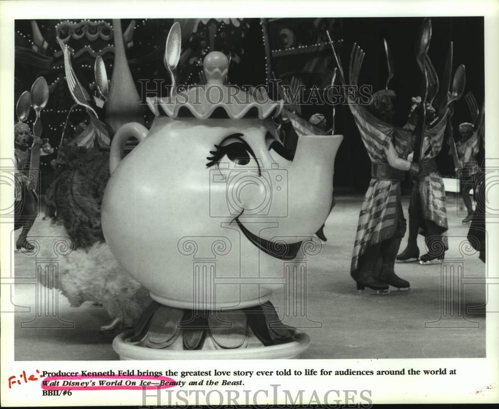 1994 Press Photo Walt Disney&#39;s World on Ice- Beauty and the Beast, Mrs. Potts- Historic Images