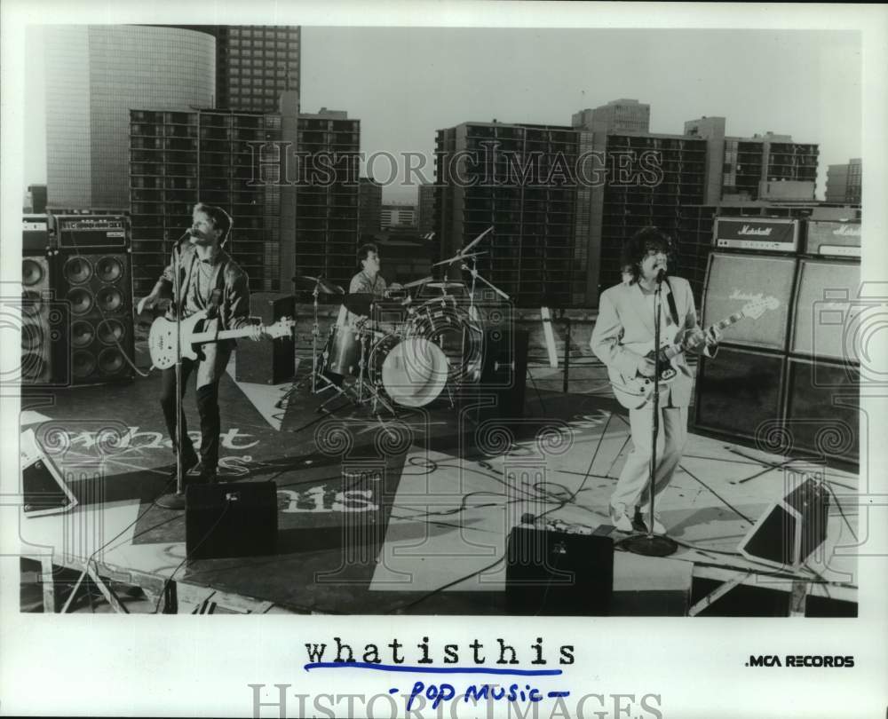 1985 Press Photo Members of &quot;whatisthis,&quot; a Pop Music Group - hca59214- Historic Images