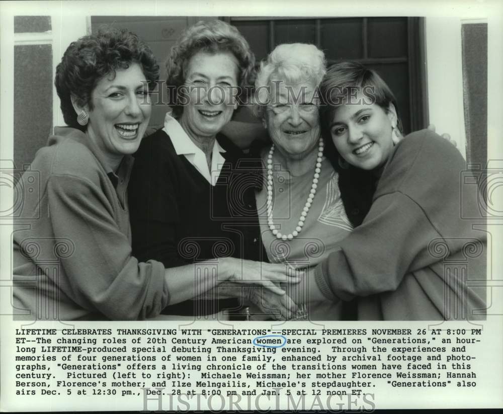 1988 Press Photo Lifetime special &quot;Generations&quot; women in family - hca59279- Historic Images