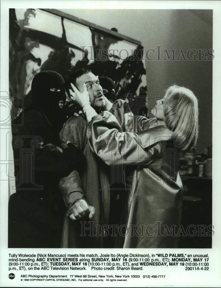 1993 Press Photo Nick Mancuso, Angie Dickinson star in &quot;Wild Palms&quot; ABC Series- Historic Images