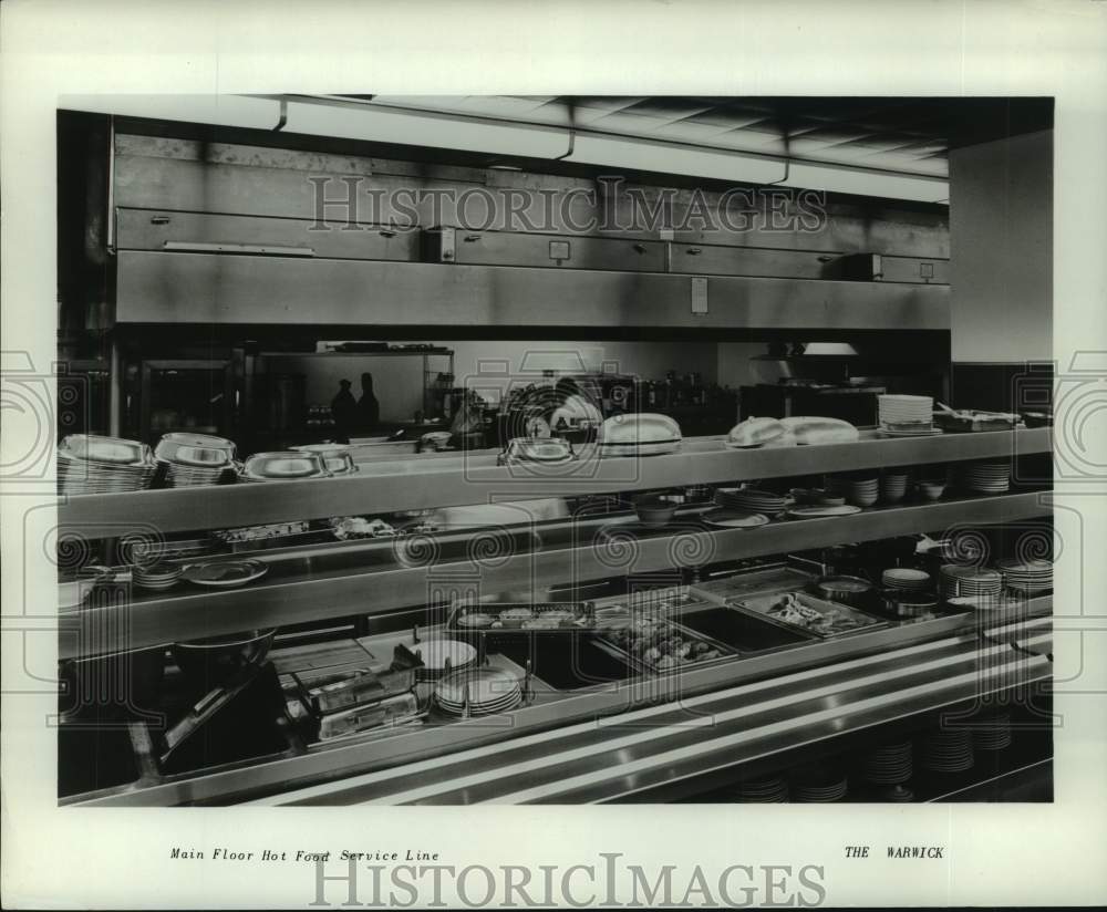 1964 Press Photo Main Floor Hot Food Service Line At the Warwick Hotel, Houston- Historic Images