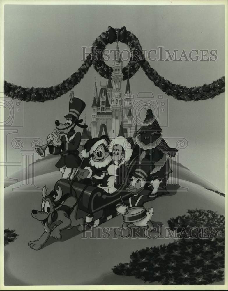 1985 Press Photo Disney World Very Merry Christmas Parade cartoon advertisement- Historic Images