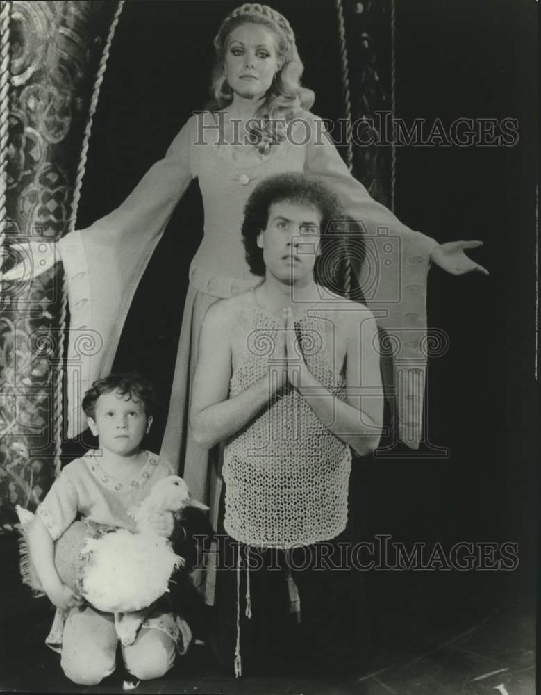 1986 Press Photo Jeb Handwerger, Rende&#39; Rae Norman and Sam Scalamoni in &quot;Pippin&quot;- Historic Images