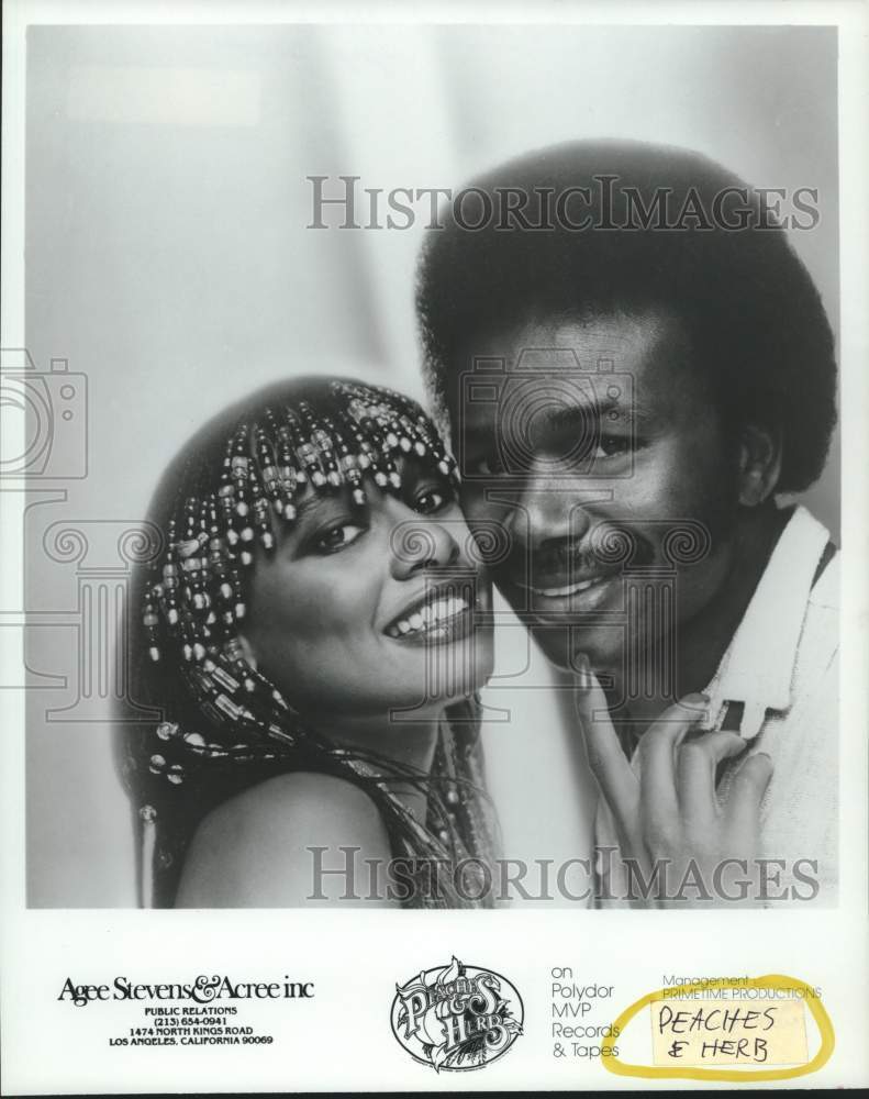 1982 Press Photo Pop Duo Peaches &amp; Herb - hca60787- Historic Images