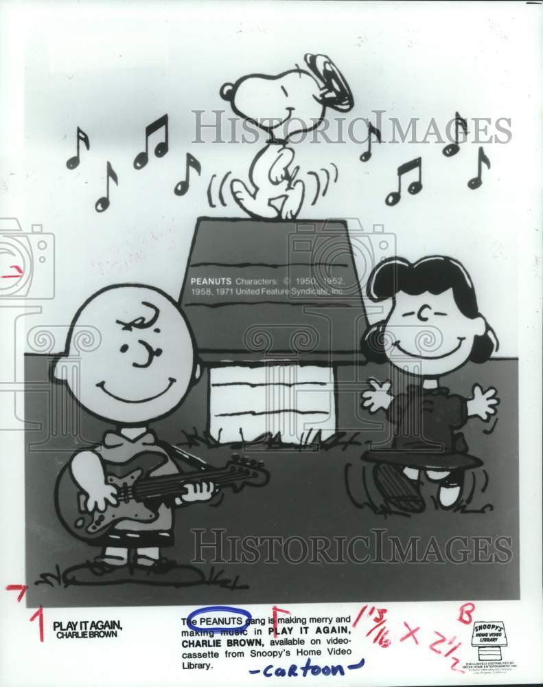 1996 Press Photo The Peanuts gang in "Play It Again, Charlie Brown" video- Historic Images