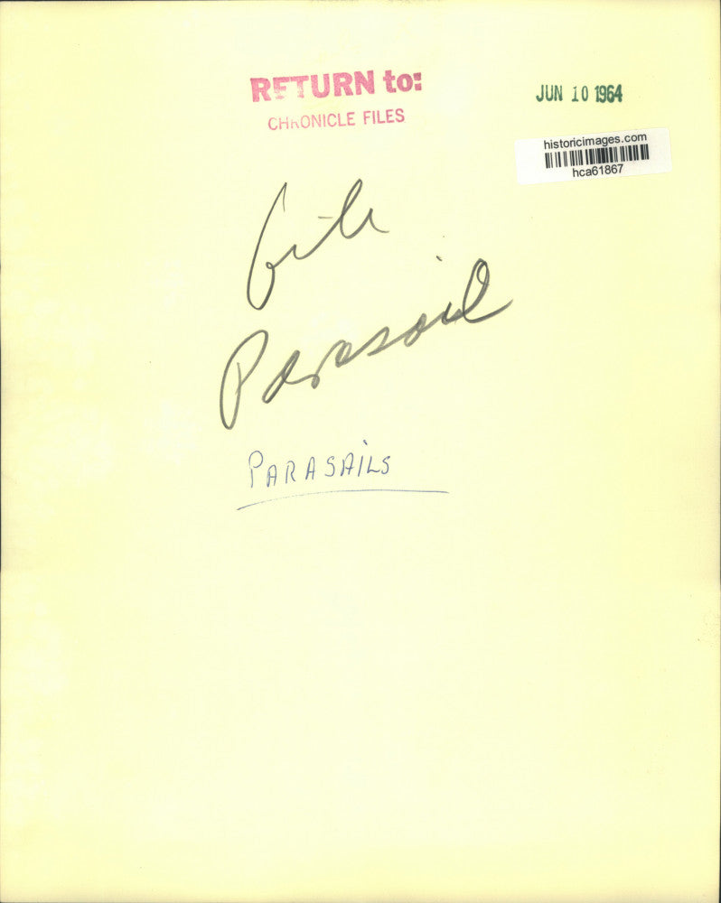 1964 Press Photo Parasail Glides Above the Water - hca61867