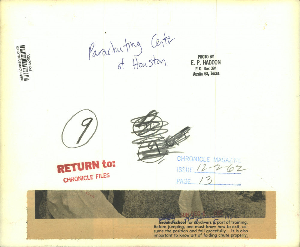 1962 Press Photo Skydivers Receiving Training at Parachuting Center of Houston