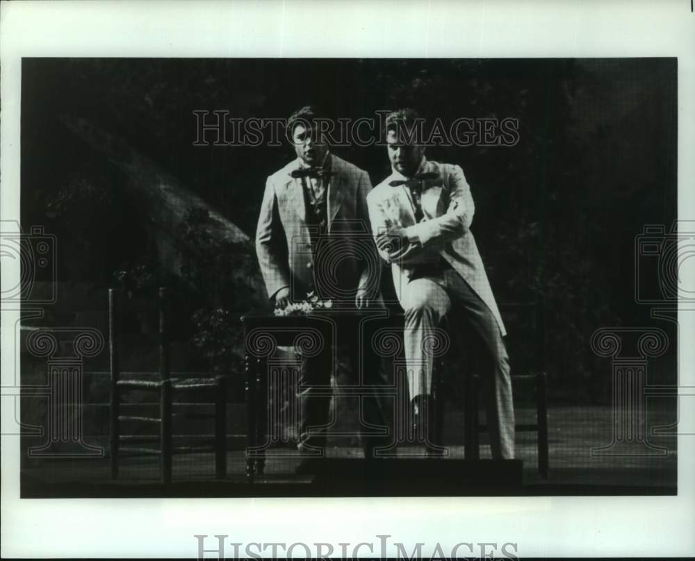 1985 Press Photo Performers Peter Dvorsky, Wolfgang Brendel, Houston Grand Opera- Historic Images