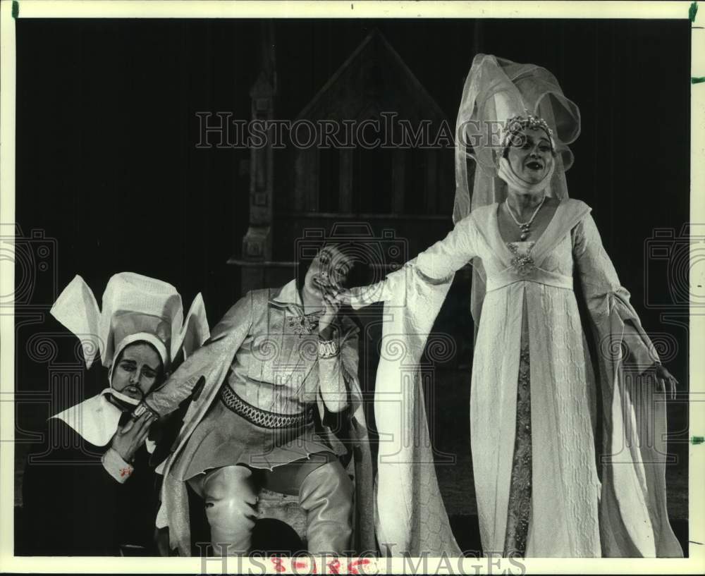 1986 Press Photo Performers in Scene of Count Ory of Houston Grand Opera- Historic Images