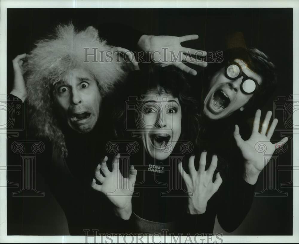 1990 Press Photo Mick Corley, Alicia Church & Casey Coale of Texas Mime Theatre- Historic Images