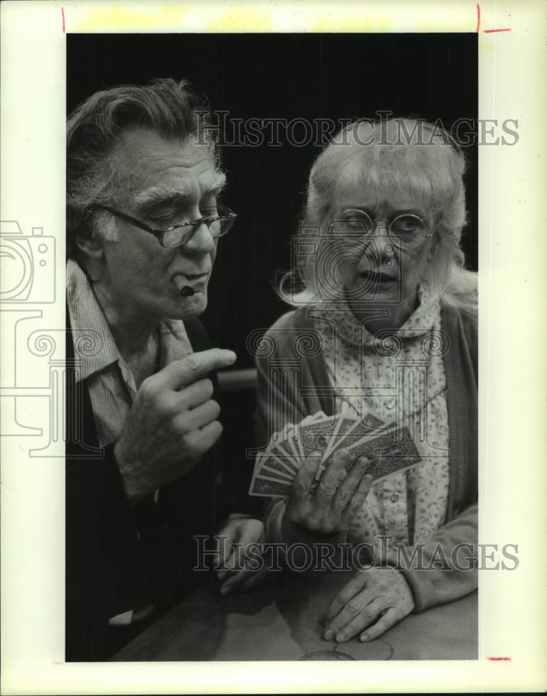 1987 Press Photo Robert Blackburn, Sally Parrish in &quot;The Gin Game&quot;, Houston- Historic Images