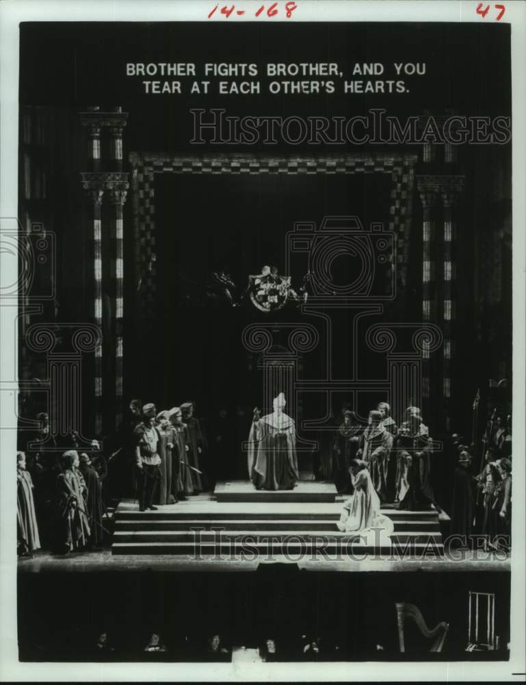 1984 Press Photo &quot;Simon Boccanegra&quot; Surtitles by Houston Grand Opera - hca63966- Historic Images