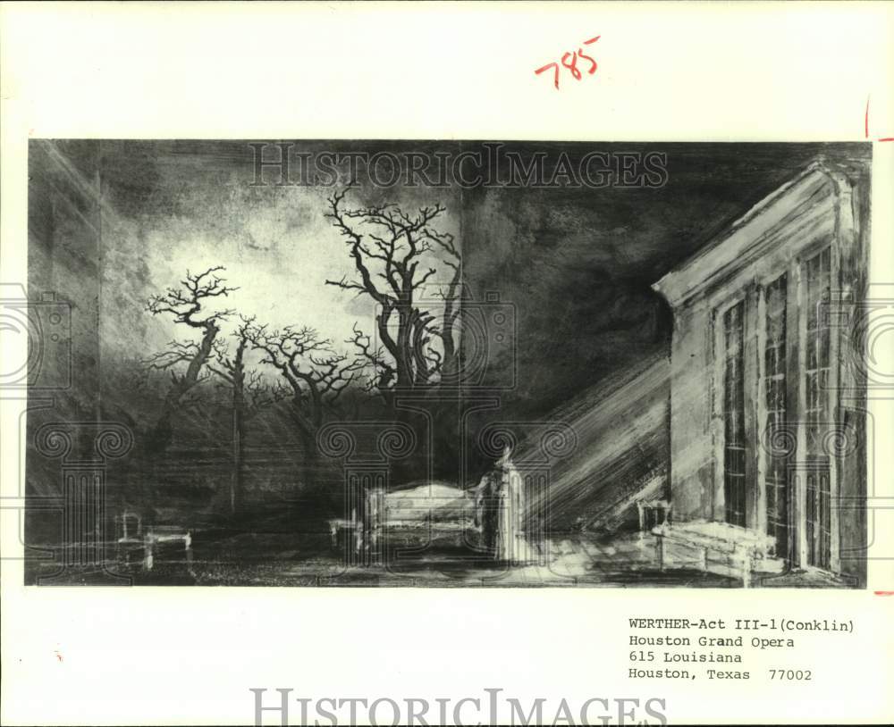 1979 Press Photo John Conklin&#39;s Act III, Scene I design, Houston Grand Opera- Historic Images